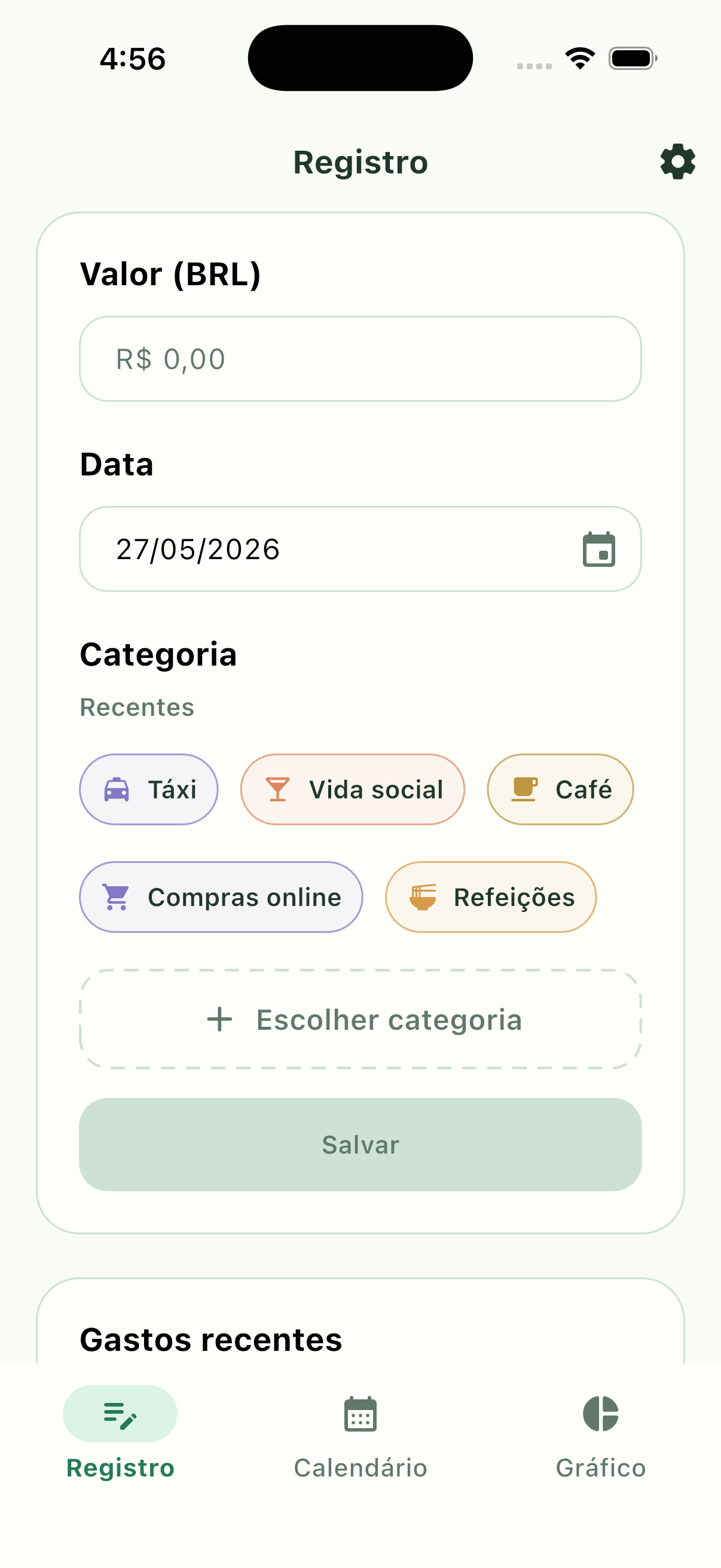 Tela de registro do Pennymint